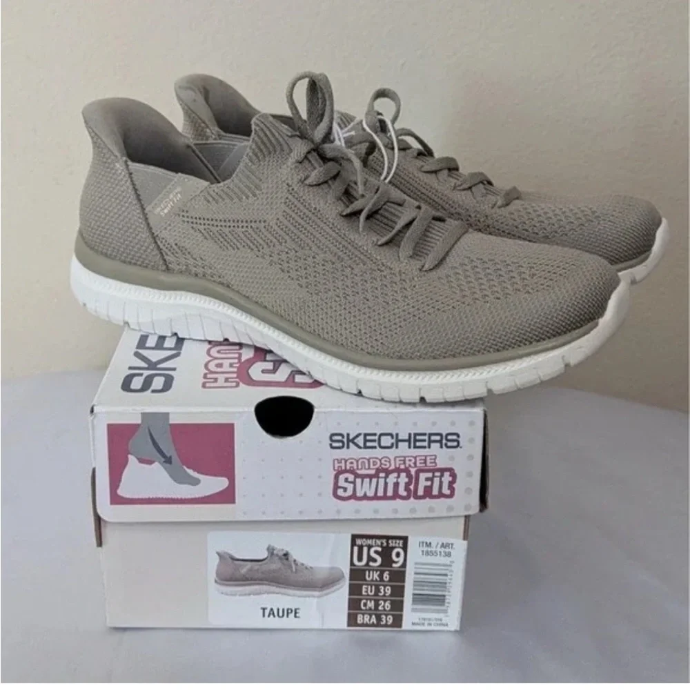 Skechers Swift Fit Tan Slip-On Sneakers - Picture 2 of 4